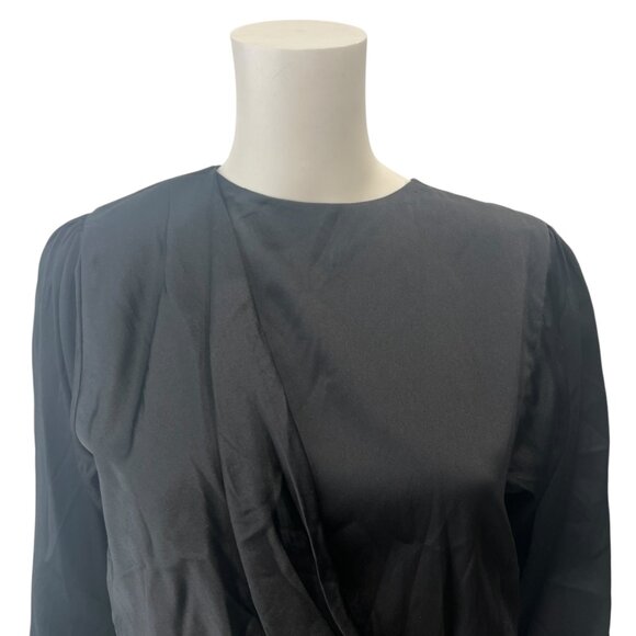 Ronny Kobo Black Silk Asymmetric Midi Slit Dress size Small - Picture 4 of 9